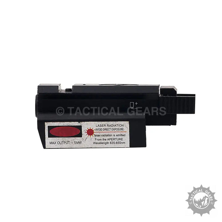 Black tactical laser sight with red dot laser beam for precise aiming