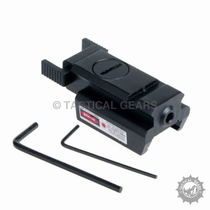 Black tactical laser sight with two hex wrenches and red dot laser for precision aiming