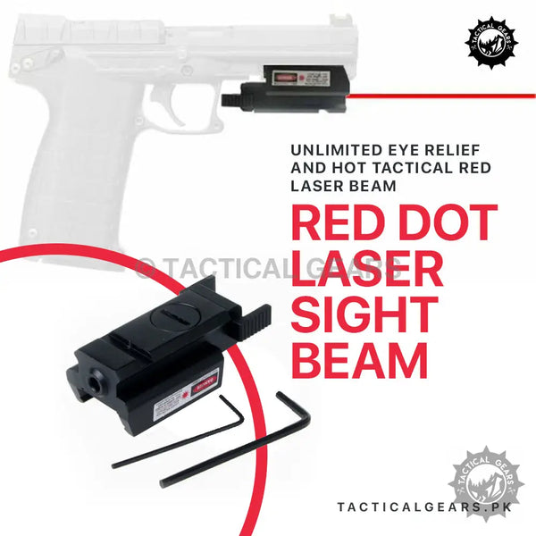 Red dot laser sight for firearms with a bright red dot laser beam for precision aiming