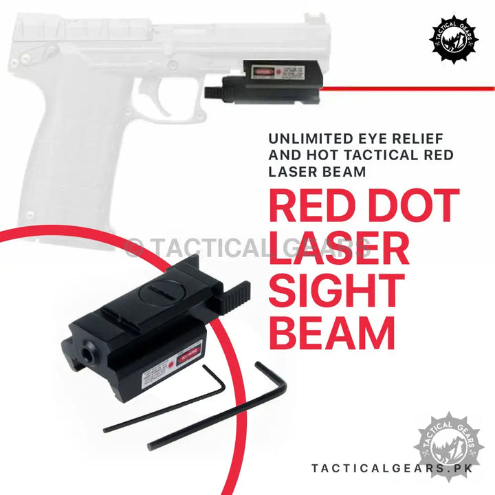 Red dot laser sight for firearms with a bright red dot laser beam for precision aiming