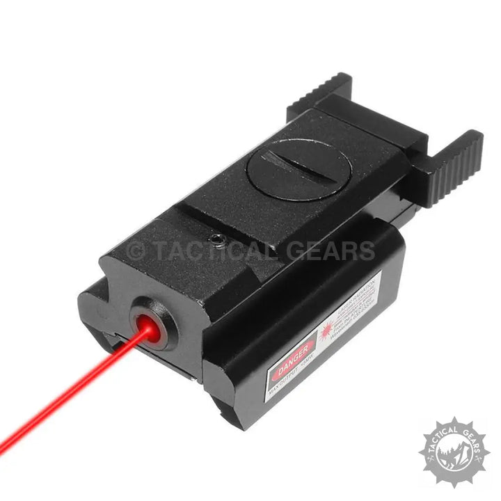 Black tactical red laser sight with integrated rail mount for red dot laser applications