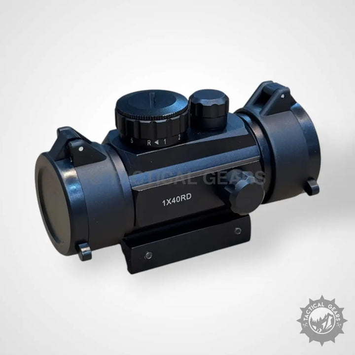 Black 1x40RD Reflex Sight with Adjustable Brightness and Green Dot for Tactical Use