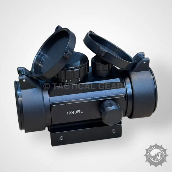 Black 1x40 Red Green Dot Tactical Reflex Sight with Flip-Up Lens Covers