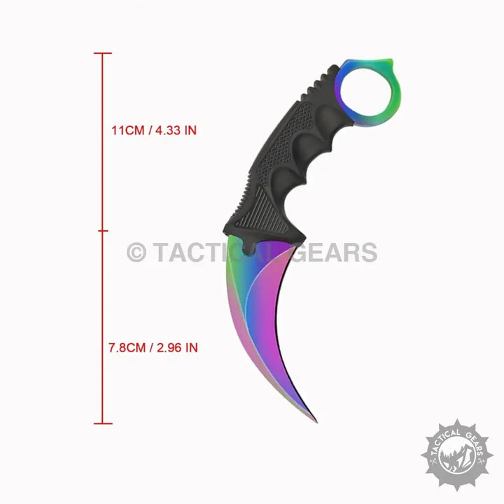 Spiderman Crack Pattern Karambit Knife with black handle rainbow curved blade