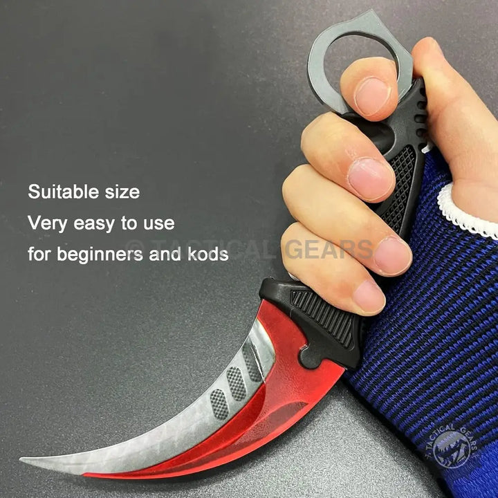 Spiderman Crack Pattern Karambit Knife with red silver blade and black handle