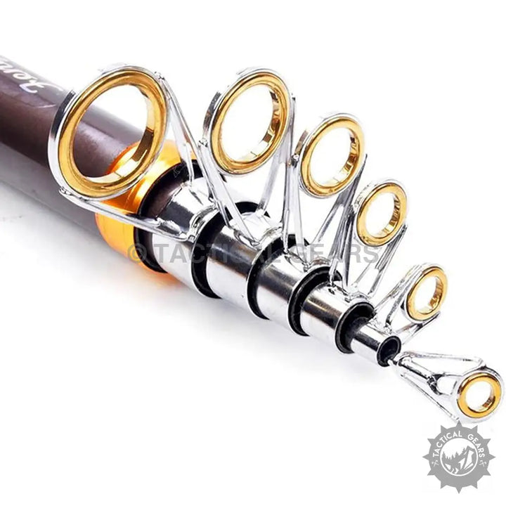 Retractable fishing rod from the fishing rod set with guides for versatile angling