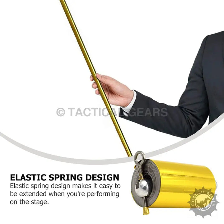 Collapsible metallic magic telescopic stick with elastic spring design for magic tricks