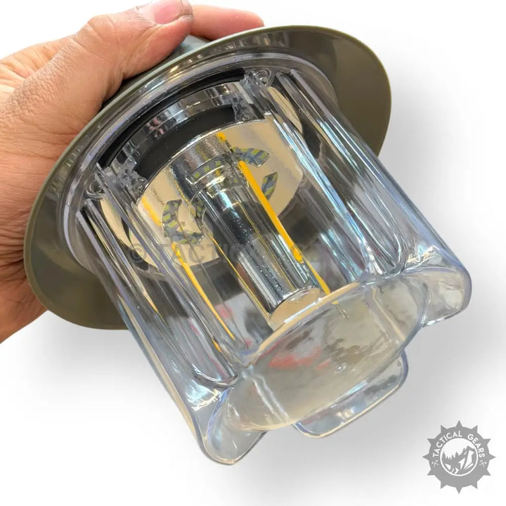 Portable clear plastic Retro DAT Rechargeable Camping Lantern with LED light for outdoor use