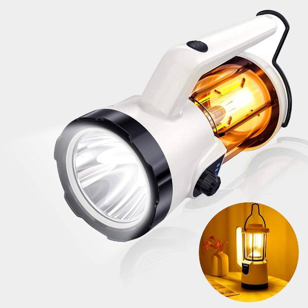 White multi-functional camping lantern ch20 with powerful front beam and lantern side light