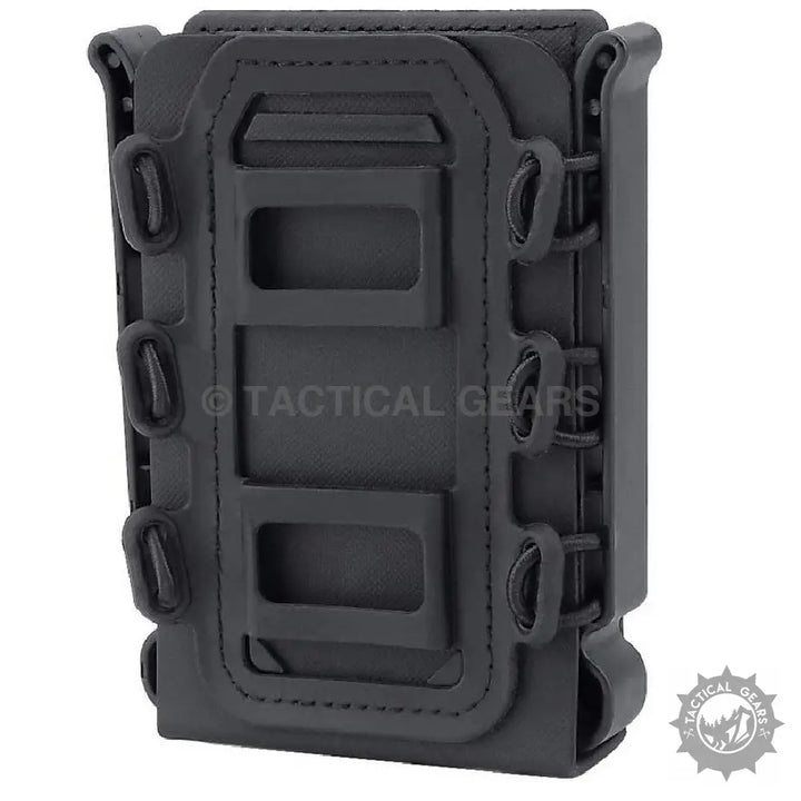 Black polymer rifle mag pouch holster with adjustable retention for secure magazine storage