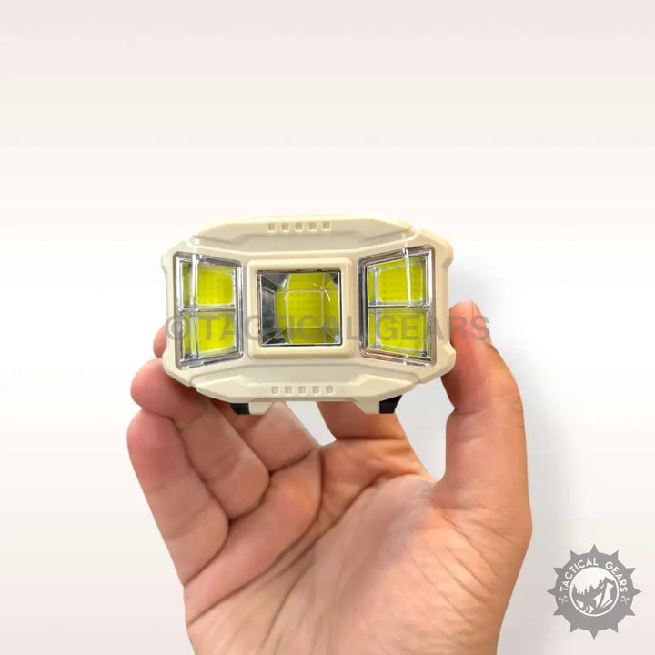Beige Ruilang Bright LED Headlight with three bright yellow LED light panels