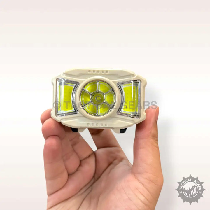 Beige Ruilang Bright LED Headlight with three rectangular LEDs and a central circular LED