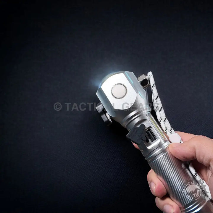 Silver Ruilang Multifunctional LED Flashlight with adjustable head and side power button