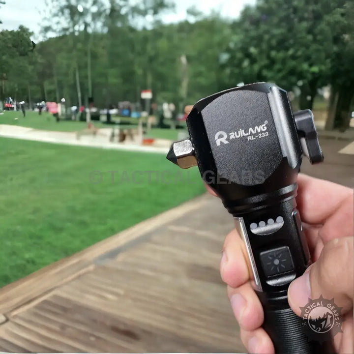 Ruilang Multifunctional LED Flashlight with emergency glass breaker and seatbelt cutter