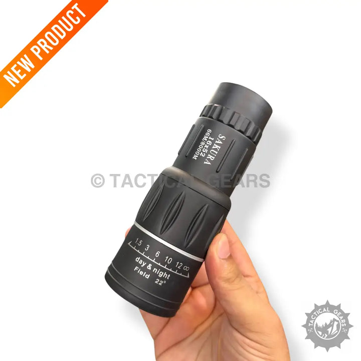 Black Sakura 16x52 monocular telescope with adjustable focus for outdoor viewing