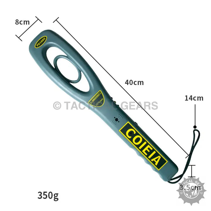 Metal Detector for security inspection with dimensions and weight details in handheld design