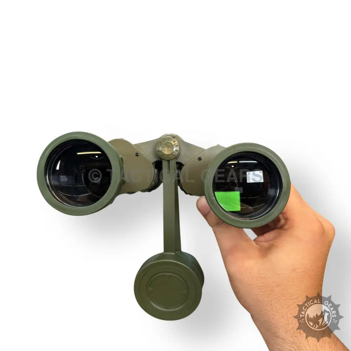 Olive green Seeker 10x50 Green Binoculars with textured grip and 10x magnification for outdoor viewing
