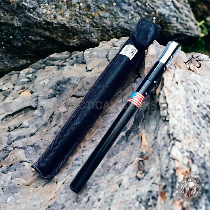 Black expandable baton with American flag design for self-defense US Baton Sword