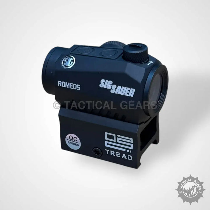 Black Sig Sauer Romeo5 red dot sight with integrated mount for precise aiming