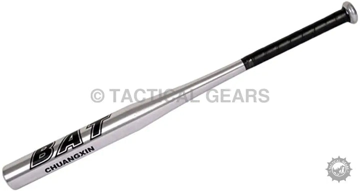 Silver aluminum baseball bat with black grip for enhanced performance and durability