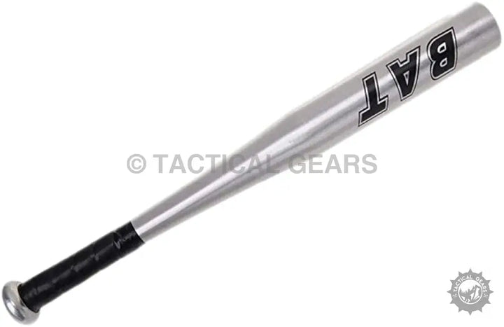 Silver aluminum baseball bat with black grip, ideal for baseball players and training