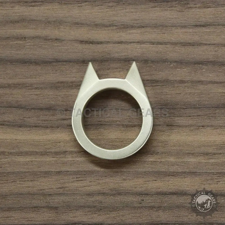 Silver cat ear self-defense ring from Ninja Kakute Ring Pack for discreet protection