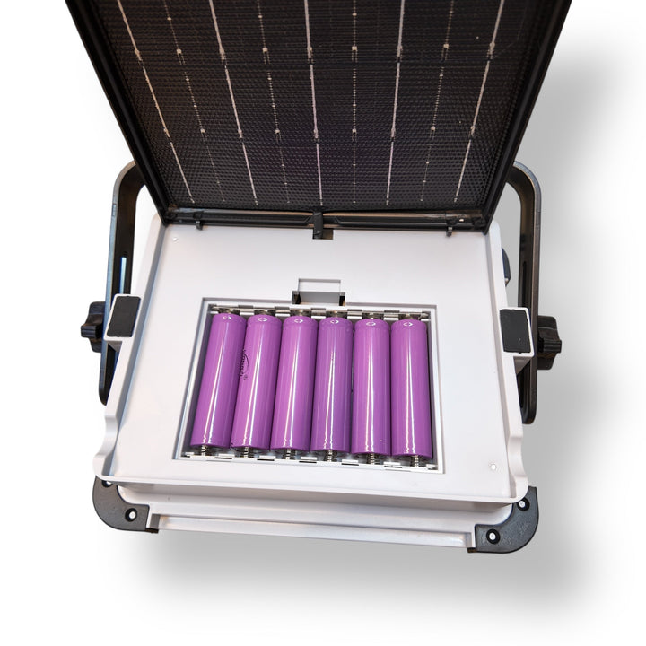 Portable solar panel with internal battery for Solar 100W Flood Light, ideal flood light source