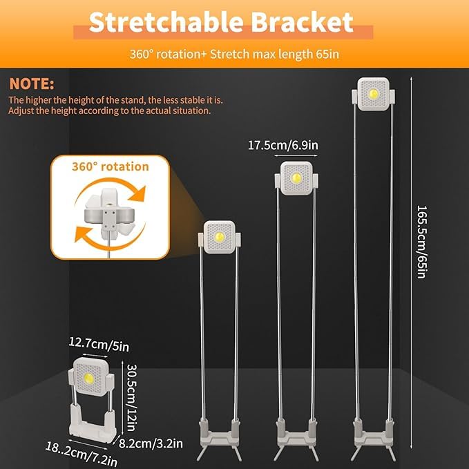 Adjustable and rotatable LED light stand for Solar COB Multifunctional Work Light with Tripod