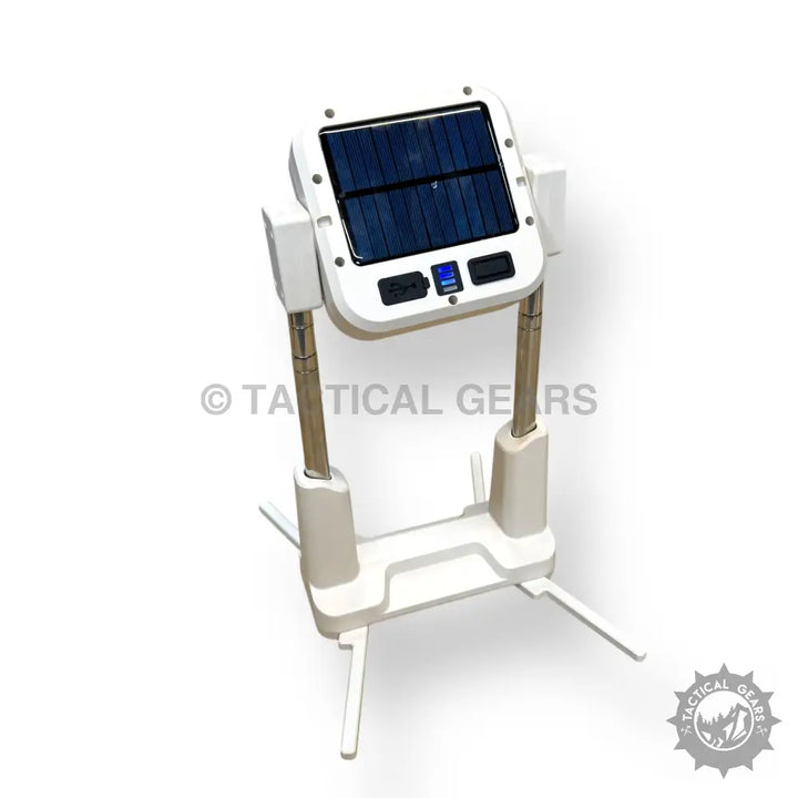 White portable solar-powered cob multifunctional work light with adjustable tripod stand