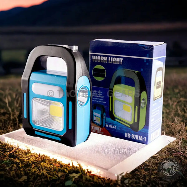 Portable blue and black 3 Mode Outdoor Camping Light with emergency light features