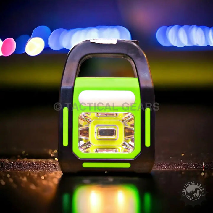 Bright green and black portable 3 Mode Outdoor Camping Light with handle for emergency light