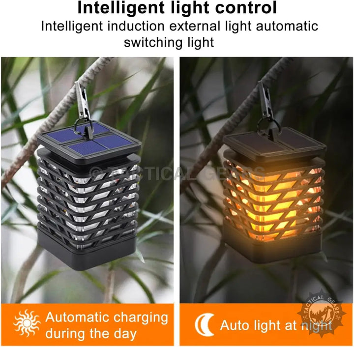 Solar outdoor garden lantern with flickering flame effect for outdoor garden lighting