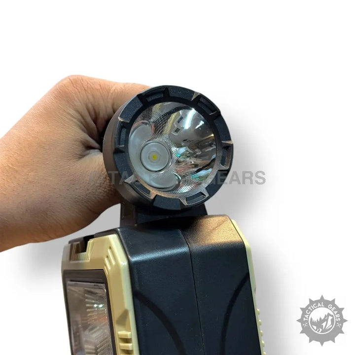 Portable solar portable lamp with handheld flashlight and adjustable head for versatile lighting