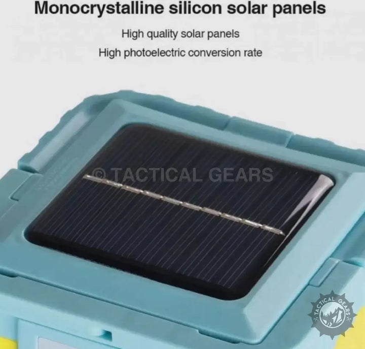 Light blue Solar Powered Camping Lantern with high-efficiency monocrystalline silicon solar panel