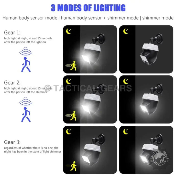 Solar Sensor Monitoring Lamp with remote control, motion sensing, and outdoor lighting modes