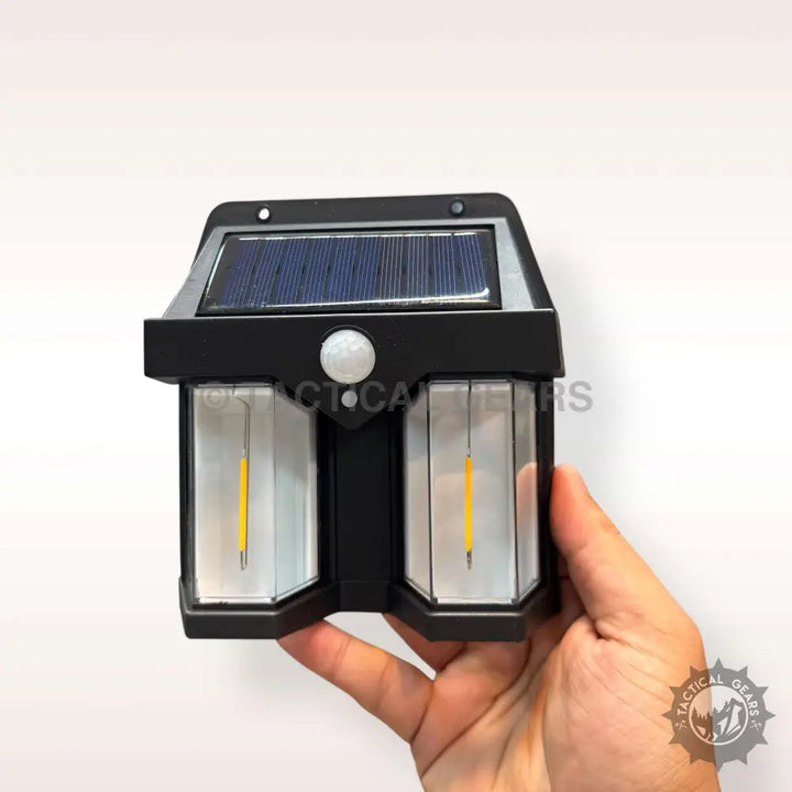 Black Solar Sensor Motion Sensor Wall Lamp CL-228 with LED Flame-Effect Panels