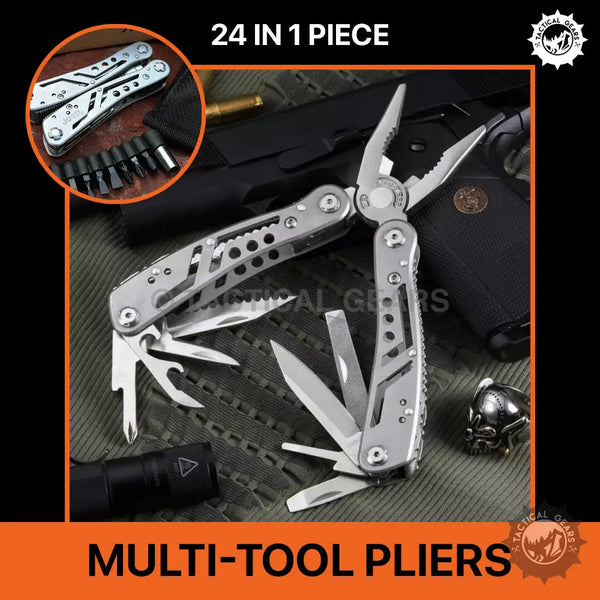 Jeep 24-in-1 stainless steel multi-tool pliers with screwdriver bits
