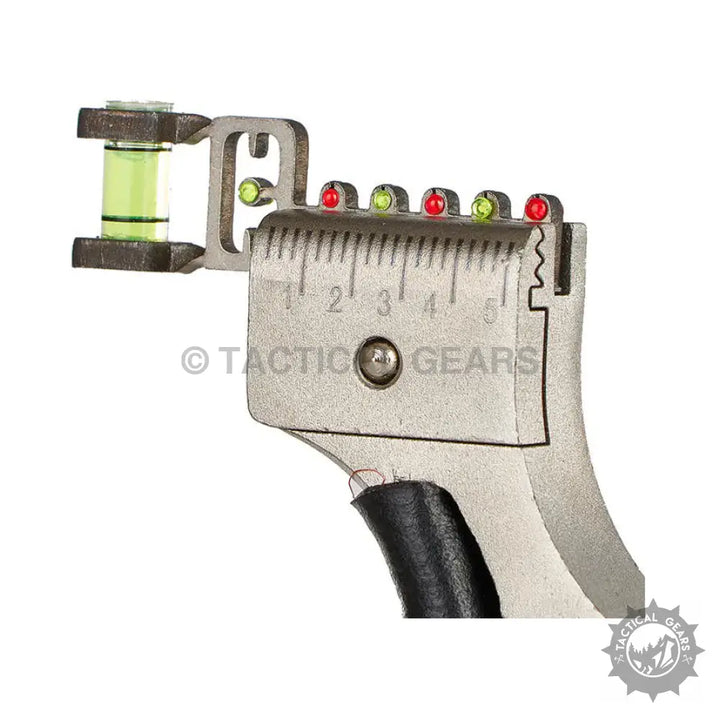 Hunting Slingshot with metal slingshot head, level, adjustable sight, and red laser