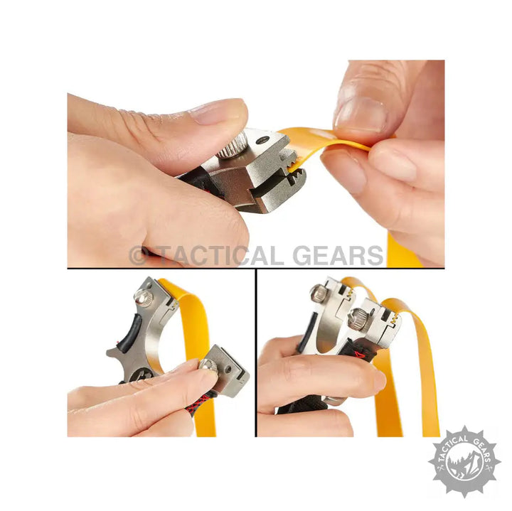 Stainless steel Hunting Slingshot with slingshot head, quick-press rubber band, and red laser