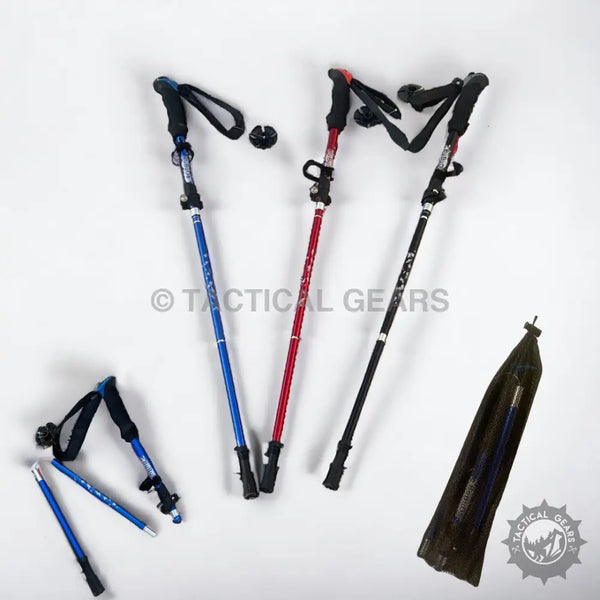 Colorful straight handle folding trekking poles for easy handle folding trekking experience