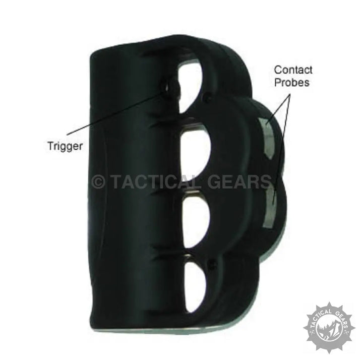 Black stun knuckle T-008 with handheld stun gun, trigger, and contact probes
