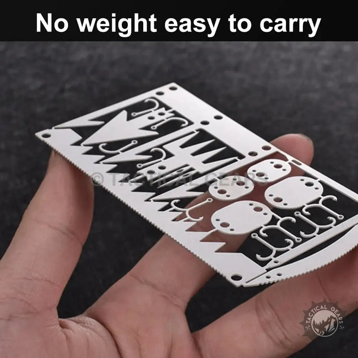 22-In-2 Survival Card with tool card features including fish hooks and sewing needles