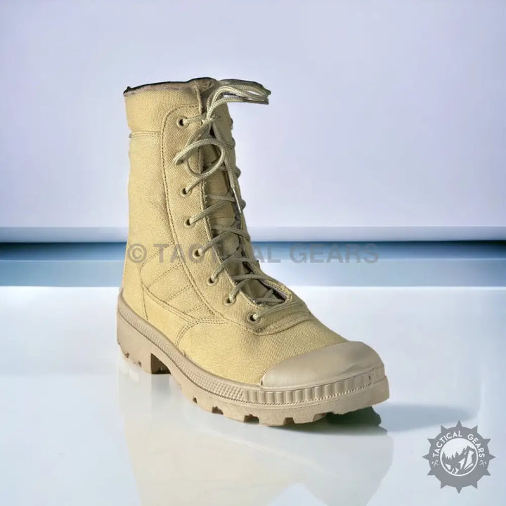 Light tan SWAT Military Combat Hiking Boots with durable sole and prominent lacing