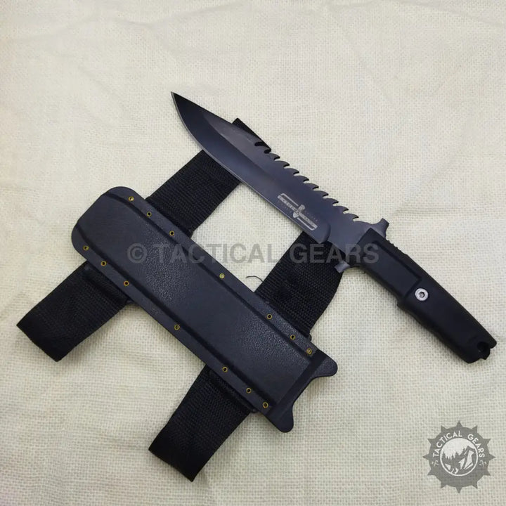 Extrema Ratio Tactical Black Fixed Blade Knife with serrated blade for razor sharp cutting