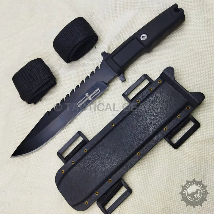 Extrema Ratio Tactical Black Fixed Blade Knife with serrated blade for razor sharp cutting