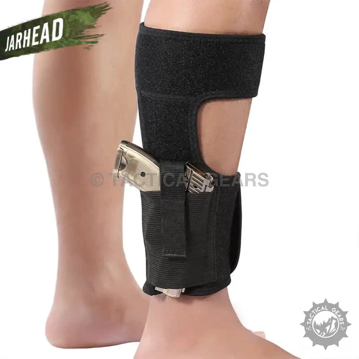Tactical Concealed Foot Holster with pistol and spare magazine for discreet carry