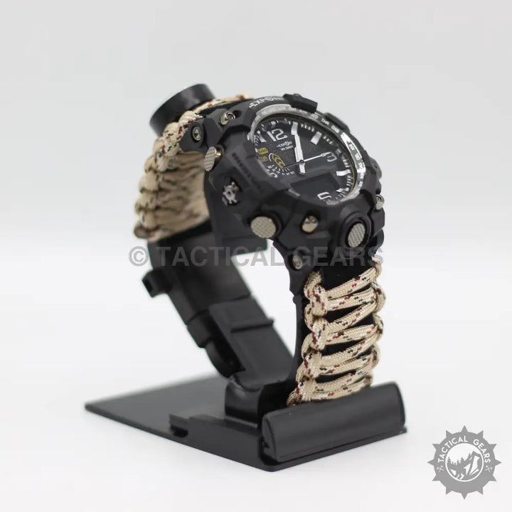 Black Tactical G3 Outdoor Paracord Watch with tan survival paracord strap