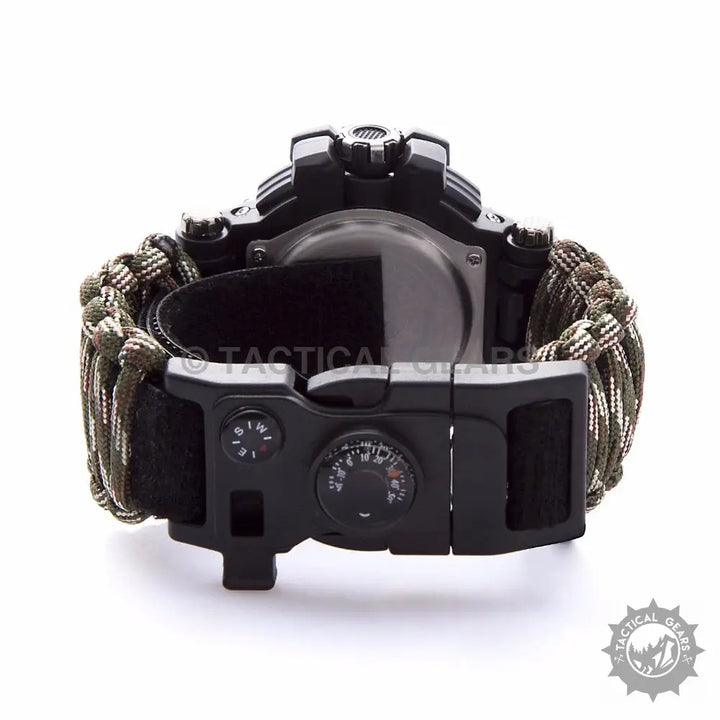 Tactical G3 Outdoor Paracord Watch with compass, thermometer, and survival paracord strap