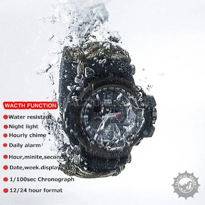 Water-resistant black digital and analog Tactical G3 Outdoor Paracord Watch with multi-functional survival paracord features