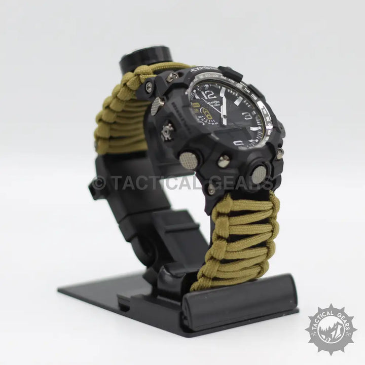 Black analog-digital Tactical G3 Outdoor Paracord Watch with survival paracord watch features